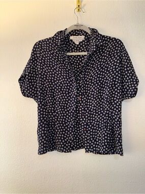 Vintage Michelle Stuart Navy Blue Button-Down Shirt